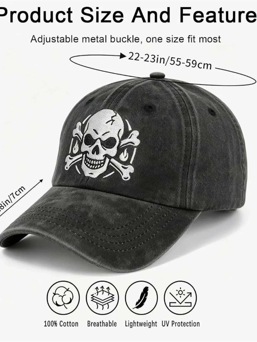 Skull Baseball Cap - Classic Casual Hat